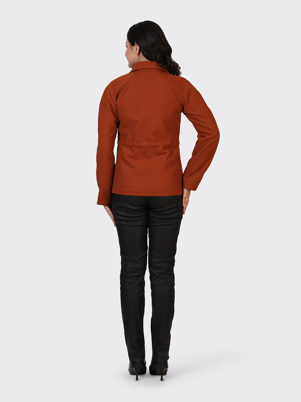 LADIES WOOLLEN JACKET-COGNAC