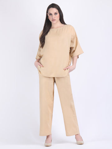 COTTON FLEX COMFORT WEAR COORD SET LIGHT FAWN