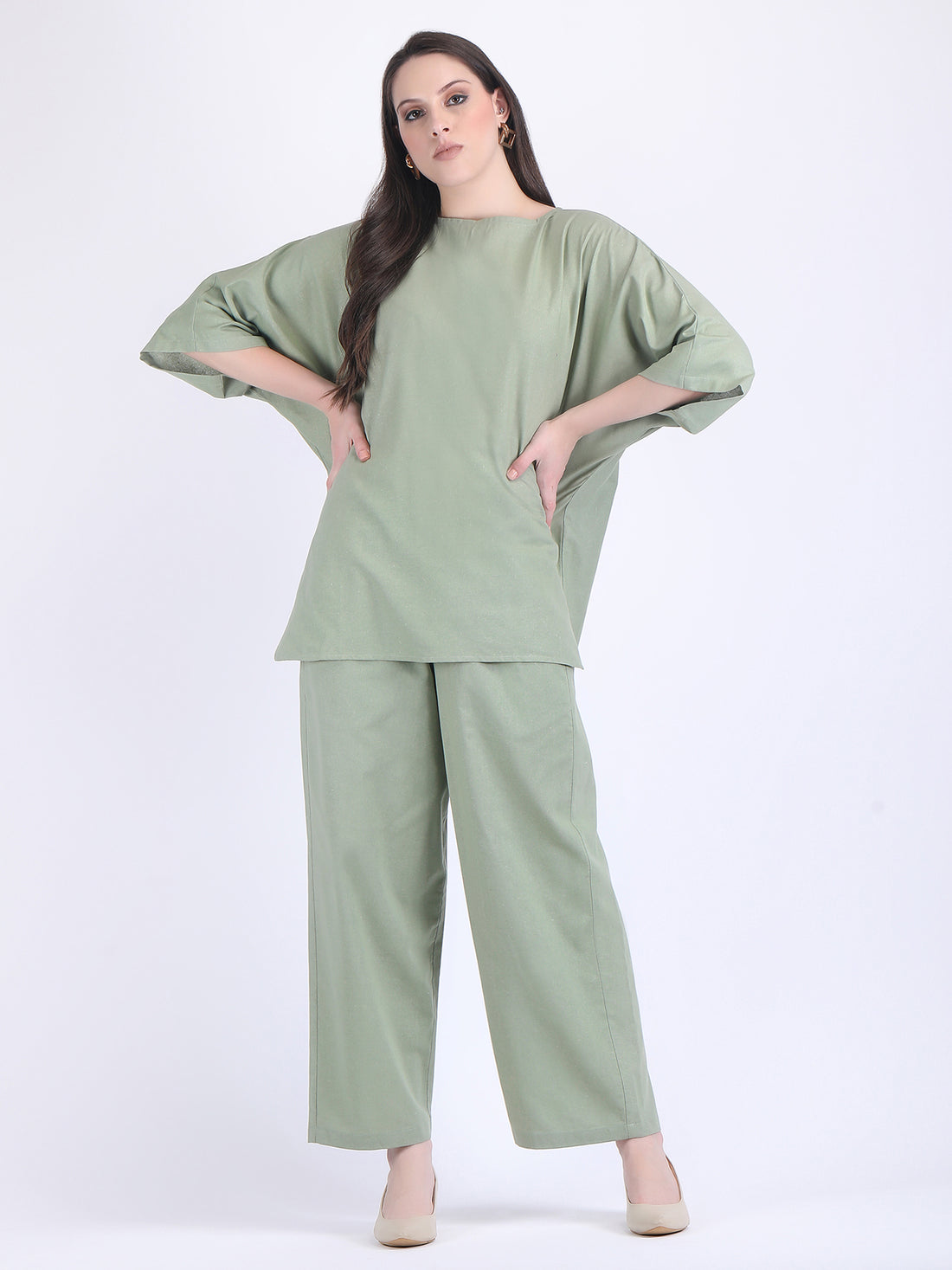 COTTON FLEX COMFORT WEAR COORD SET MINERAL GREEN