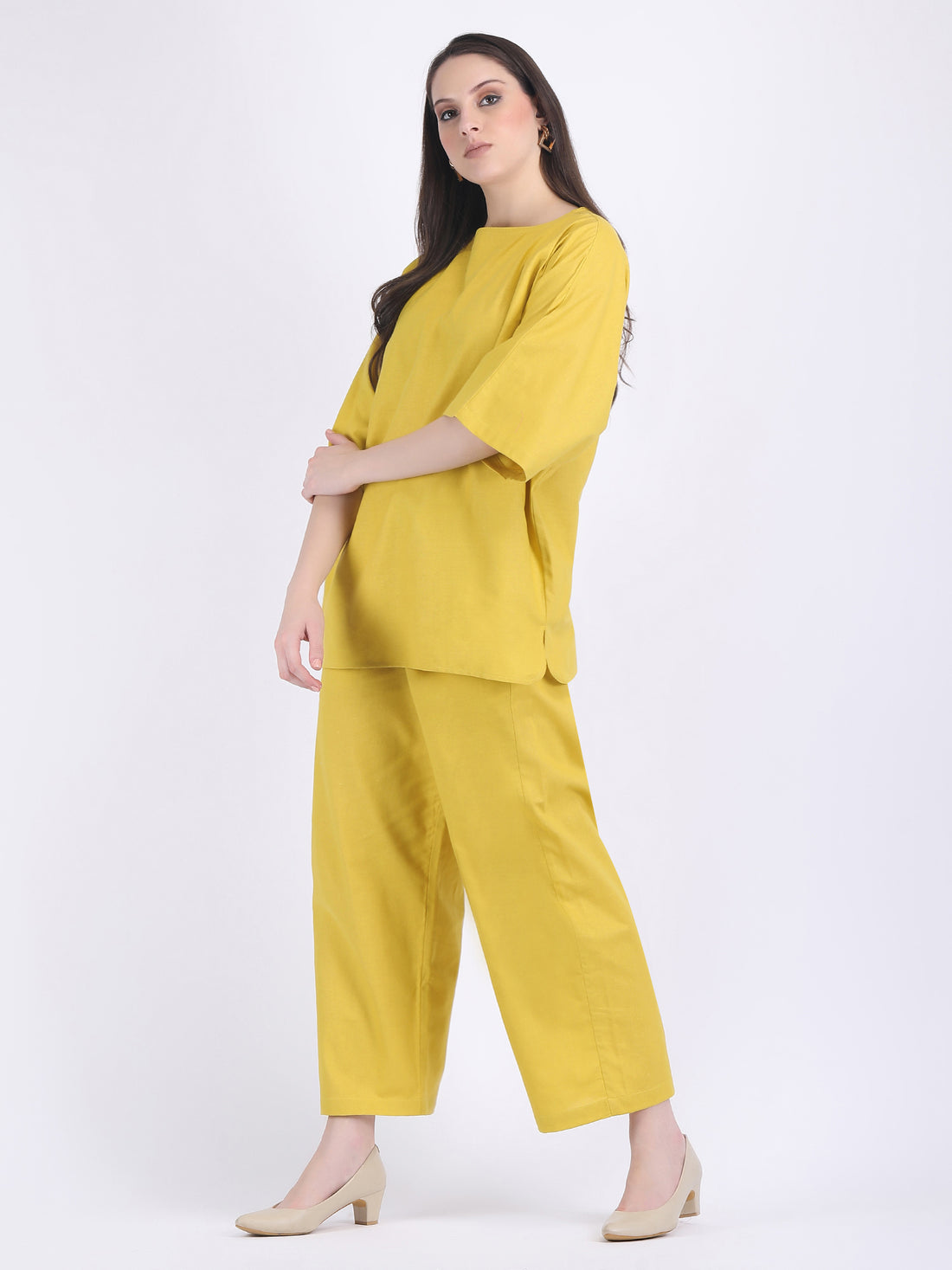 COTTON FLEX COMFORT WEAR COORD SET LEMON CURRY