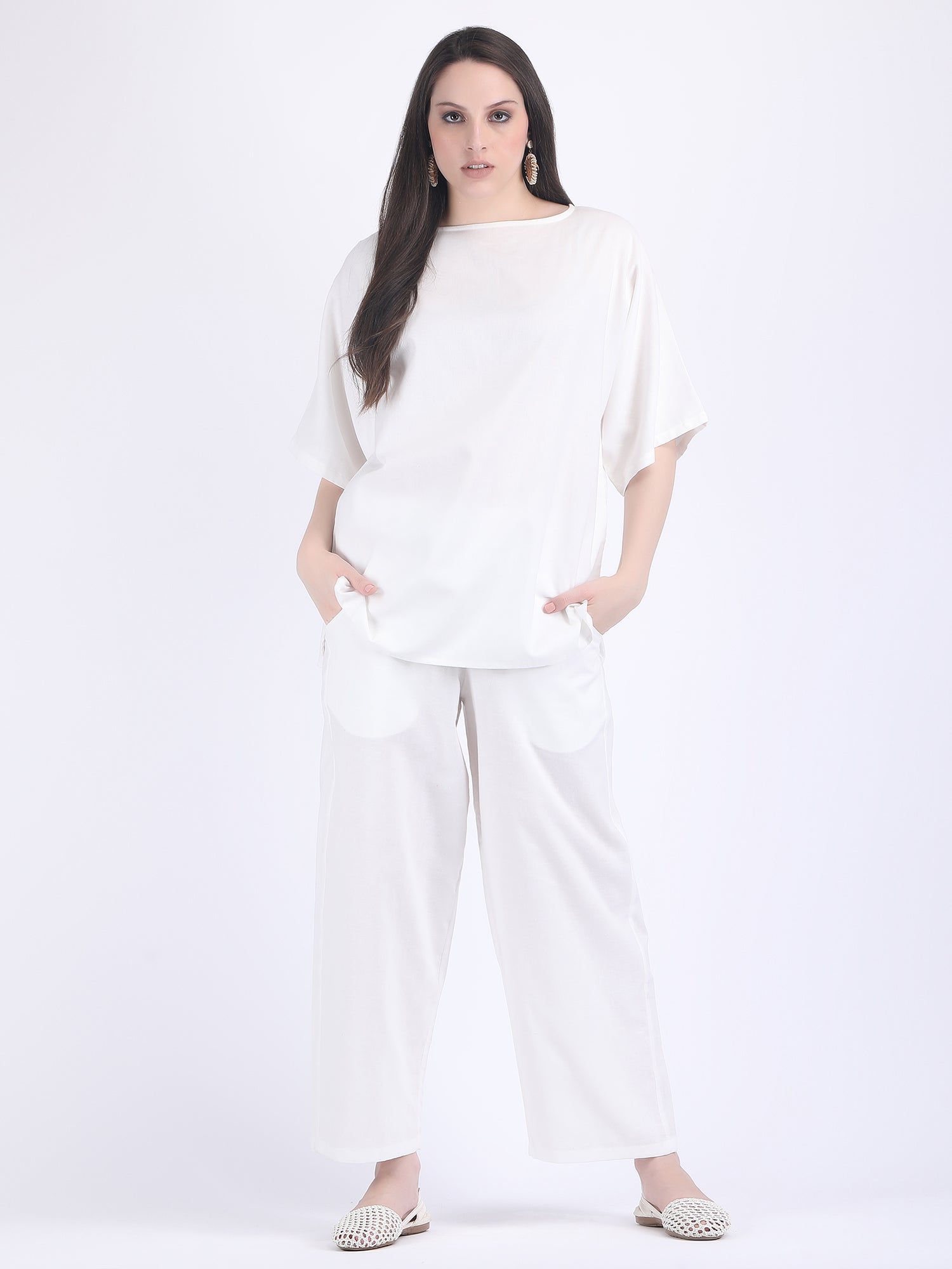 COTTON FLEX COMFORT WEAR COORD SET LUCENT WHITE