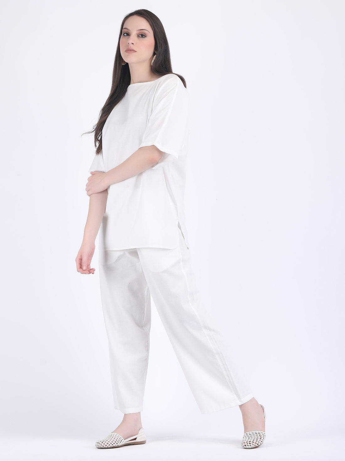 COTTON FLEX COMFORT WEAR COORD SET LUCENT WHITE