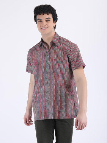 COTTON  SUMMER SHIRT IN STRIPED RED BLUE