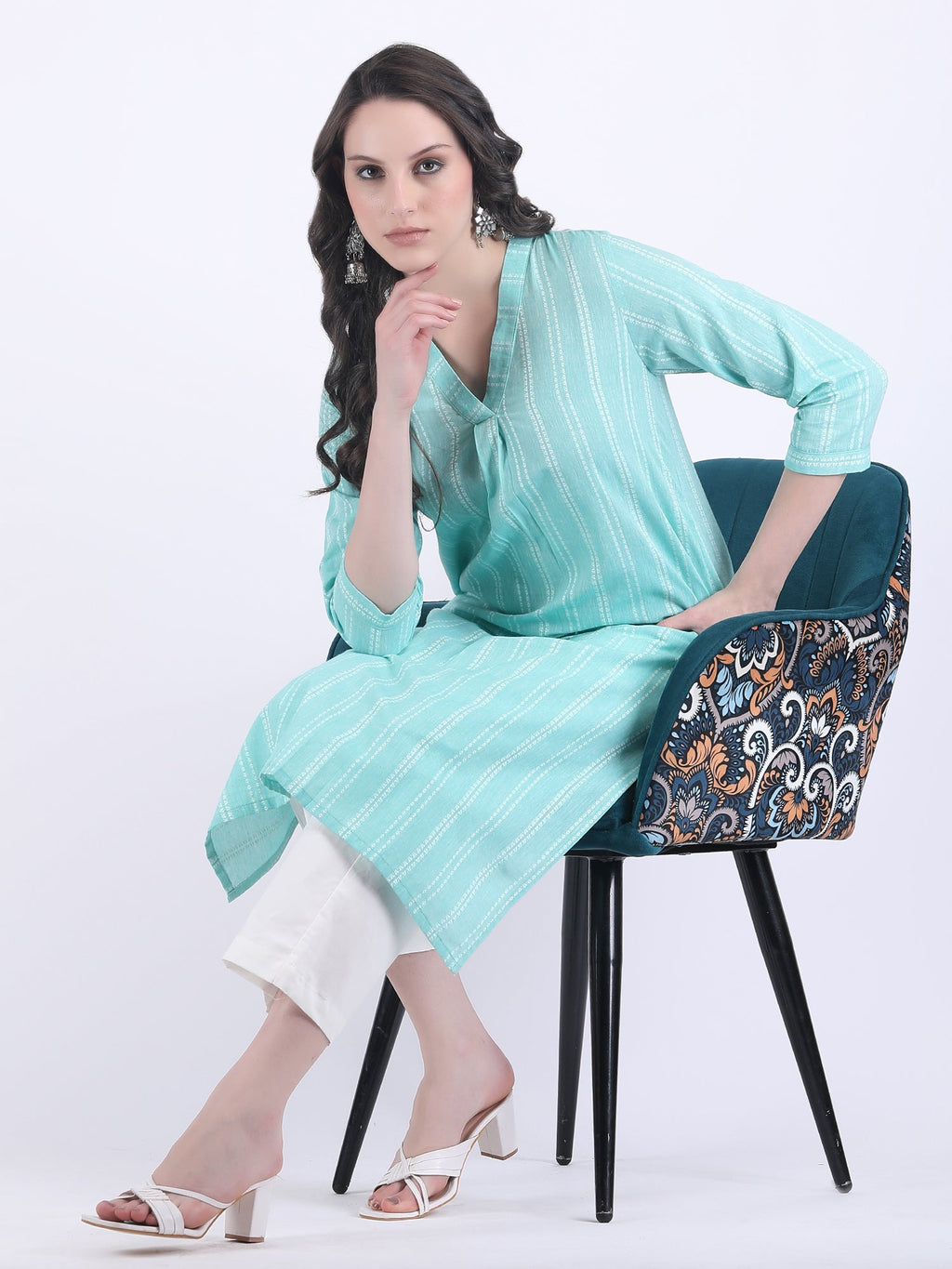 COTTON HANDLOOM COMFORT WEAR KURTA SET BEACH GRASS