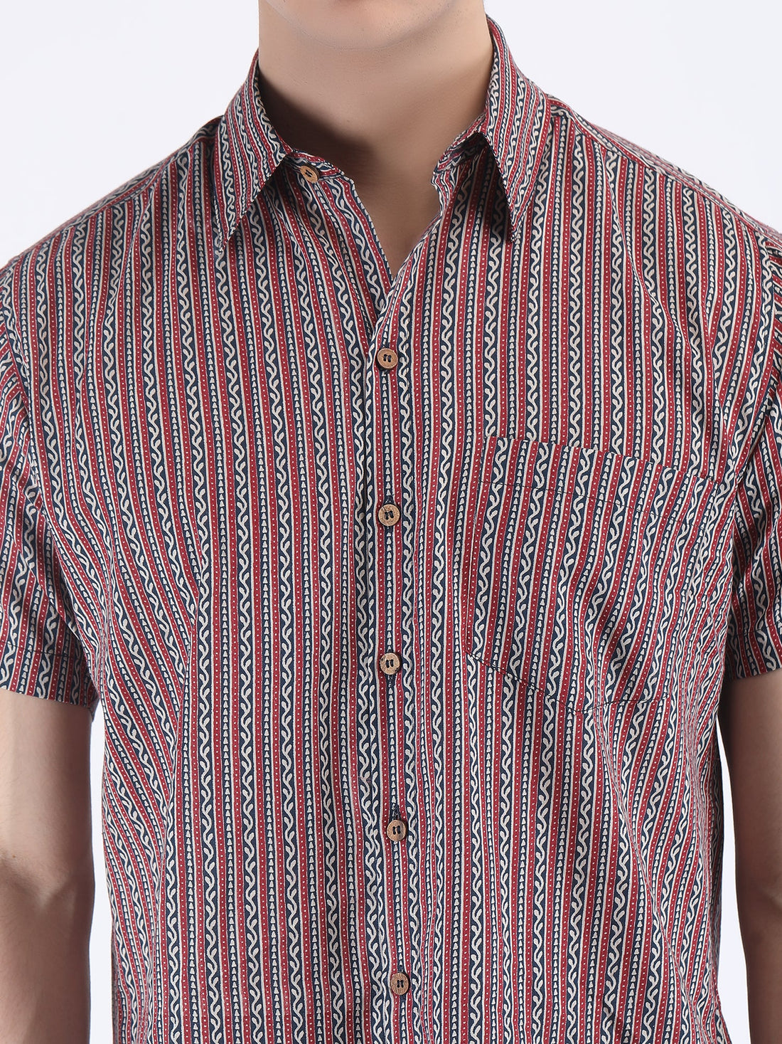 COTTON  SUMMER SHIRT IN STRIPED RED BLUE