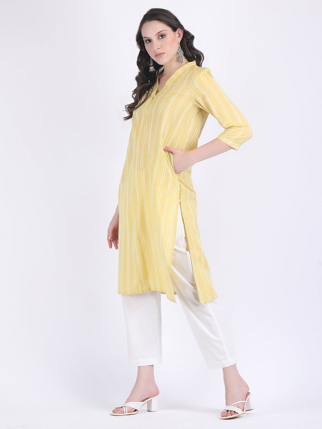 COTTON HANDLOOM COMFORT WEAR KURTA SET FRENCH VANILLA