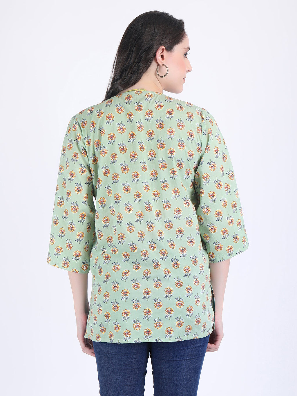 COTTON PRINT KURTI COLOUR GREEN