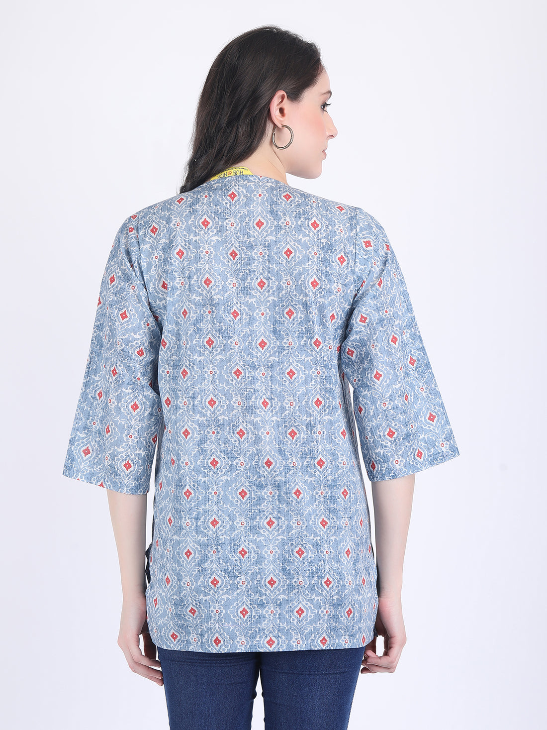 COTTON PRINT KURTI COLOUR SKY BLUE