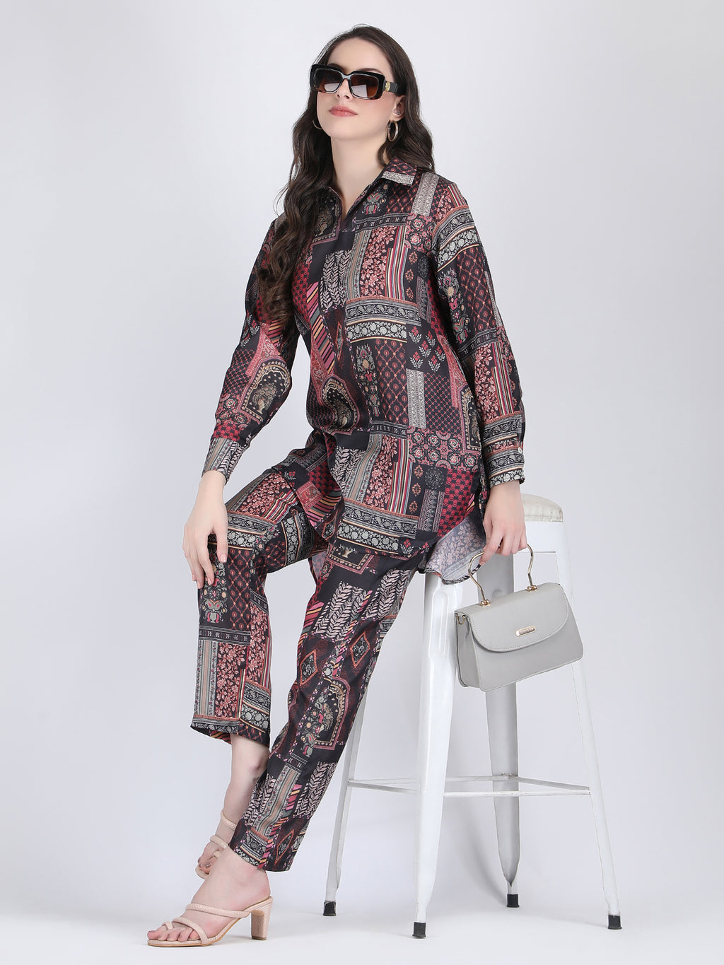 RAYON LONG COORD SET COLOUR BLACK