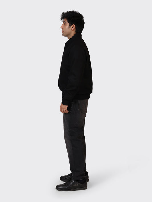 MENS COLLEGE WOOLLEN JACKET-BLACK