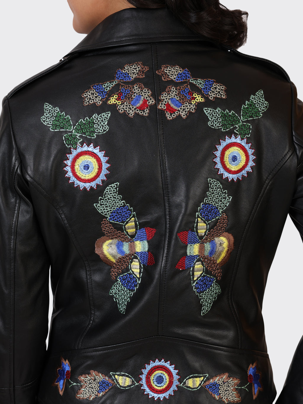 LADIES LEATHER JACKET-BLACK