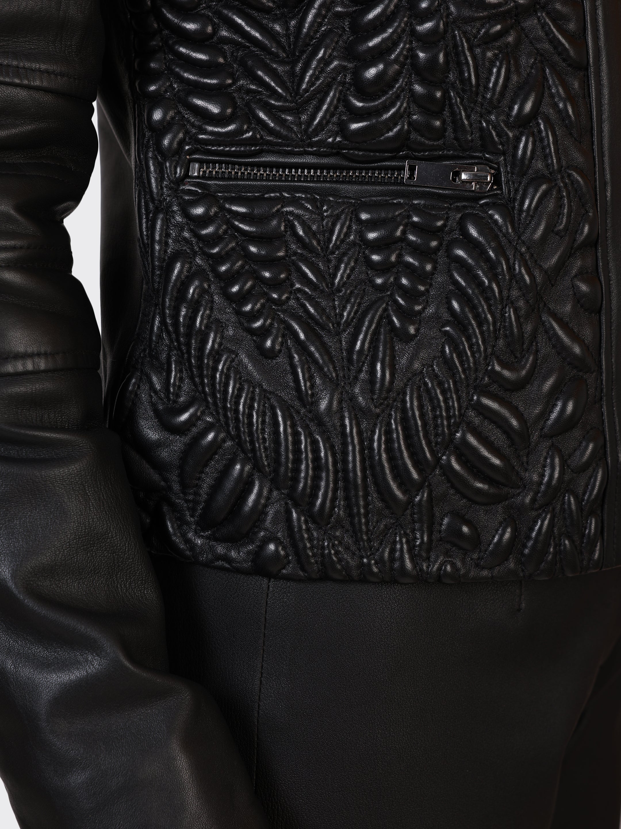 LADIES LEATHER JACKET-BLACK