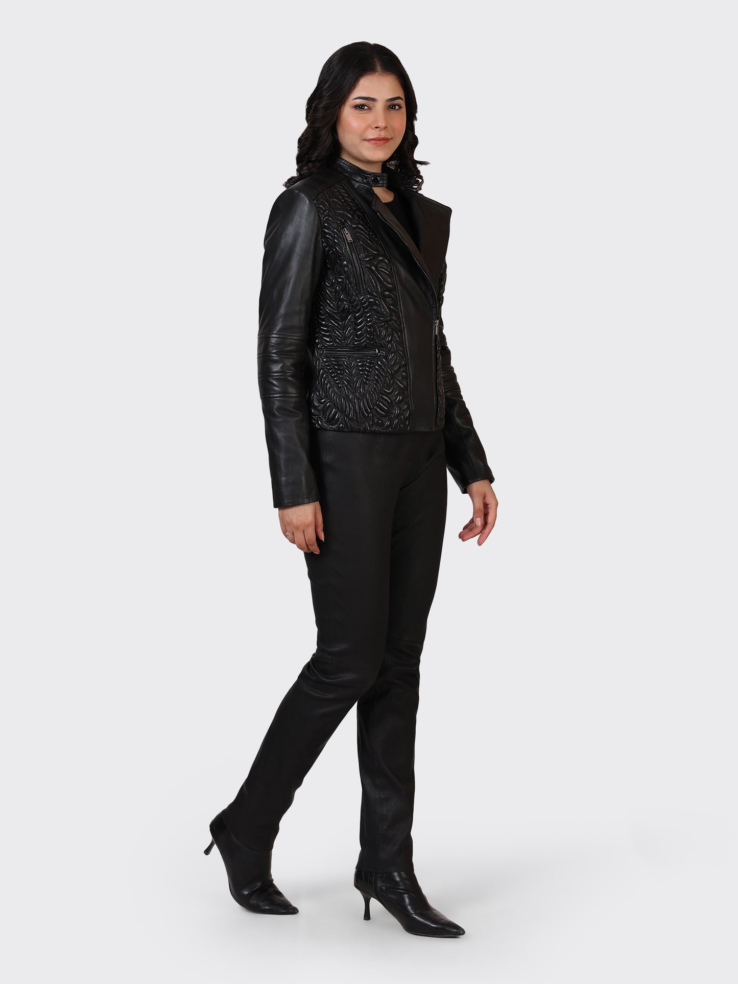 LADIES LEATHER JACKET-BLACK