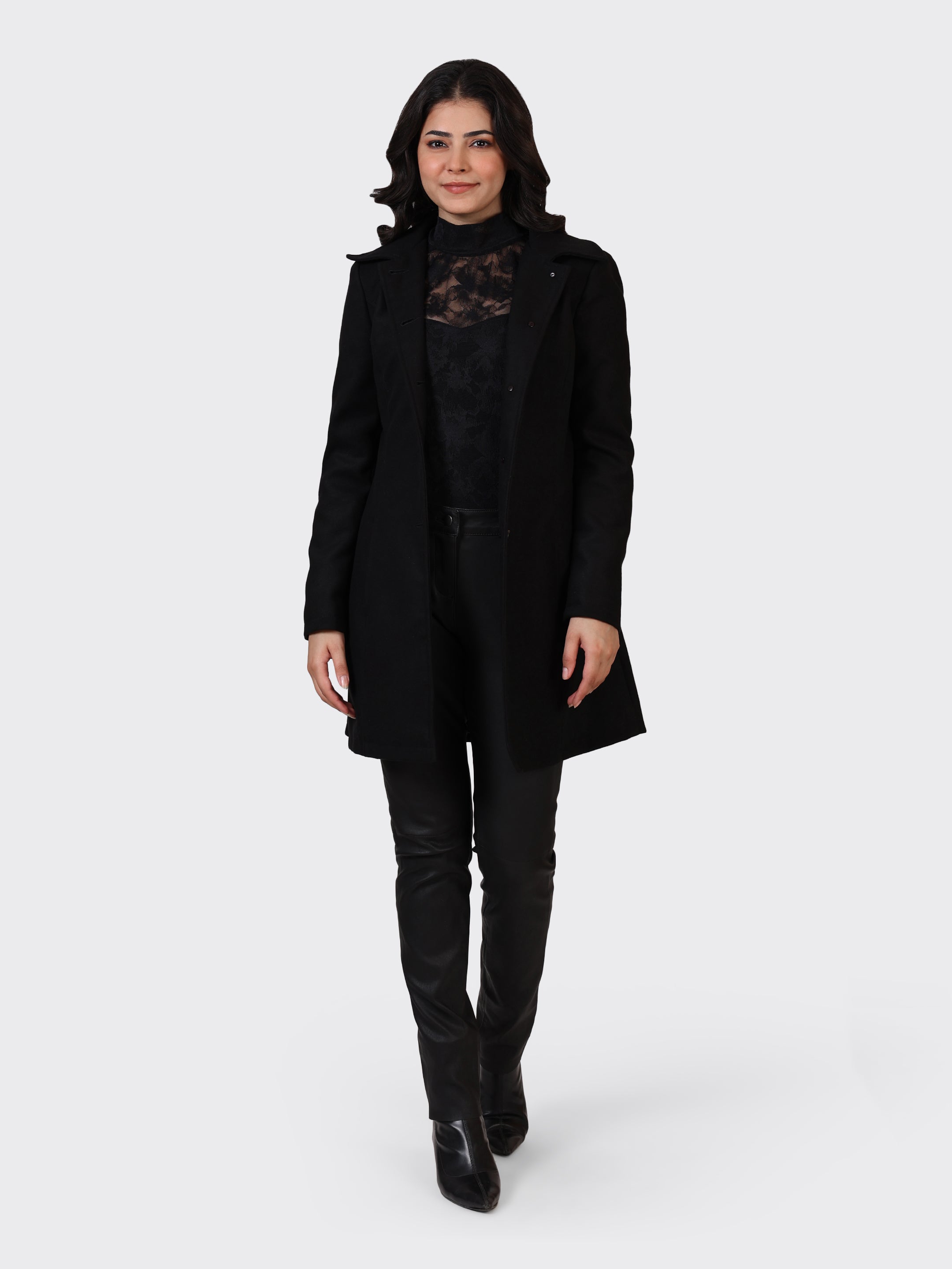 LADIES WOOLLEN JACKET-BLACK