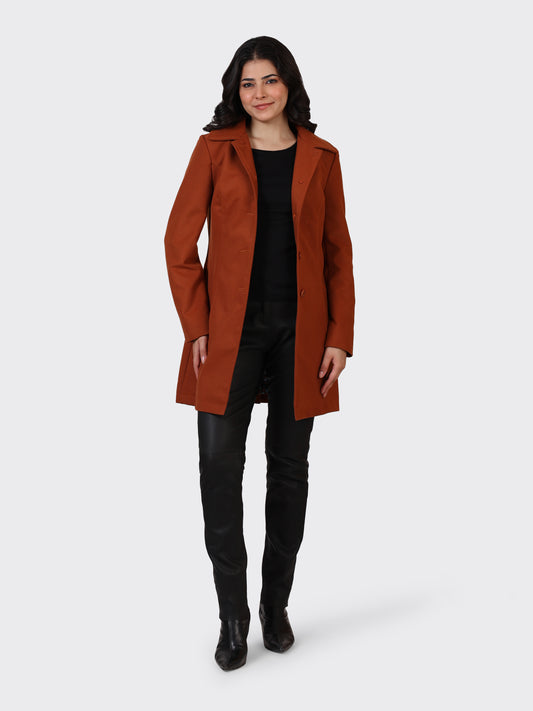 LADIES WOOLLEN JACKET-COGNAC