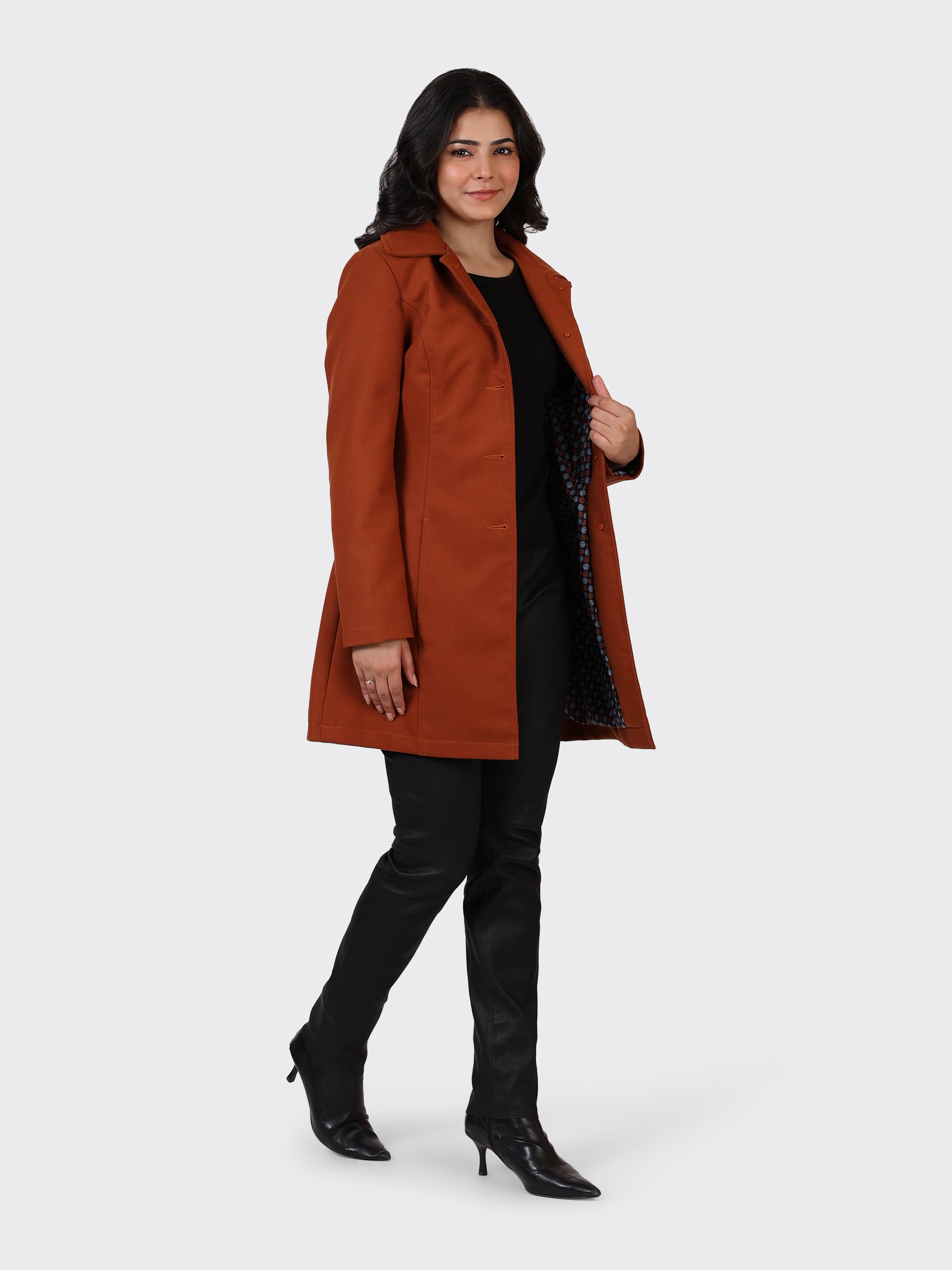 LADIES WOOLLEN JACKET-COGNAC