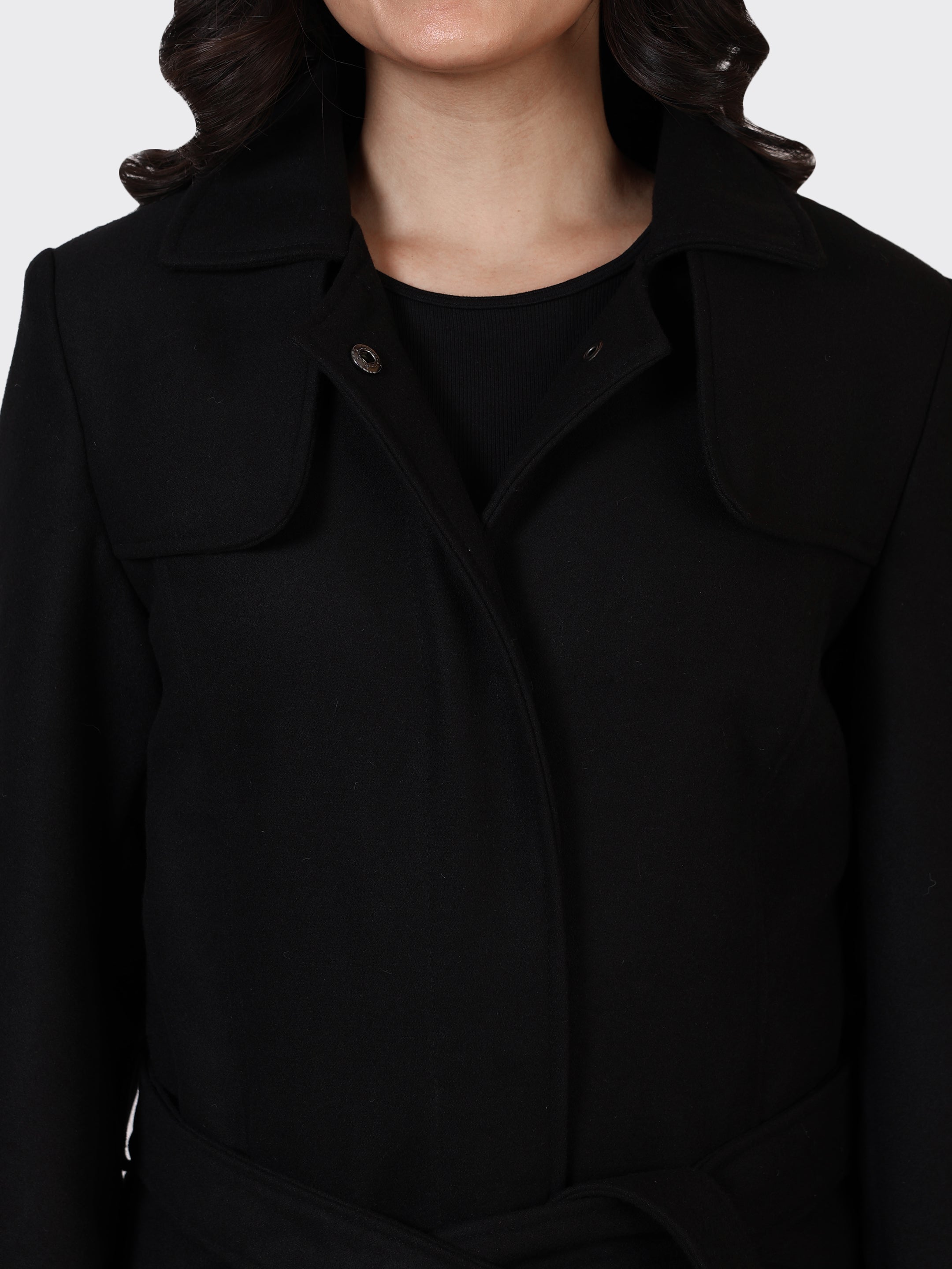 LADIES WOOLLEN JACKET-BLACK