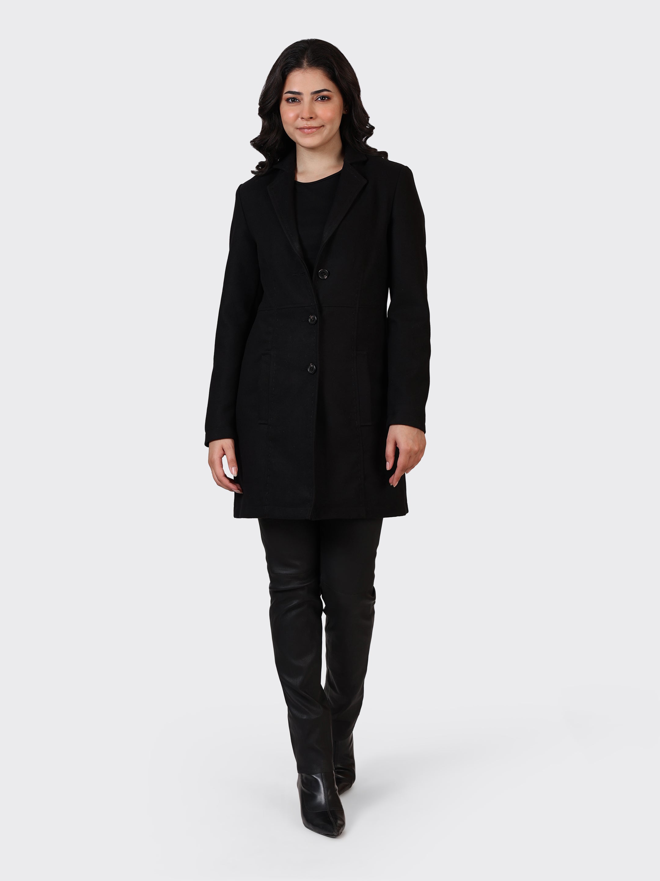 LADIES WOOLLEN JACKET-BLACK