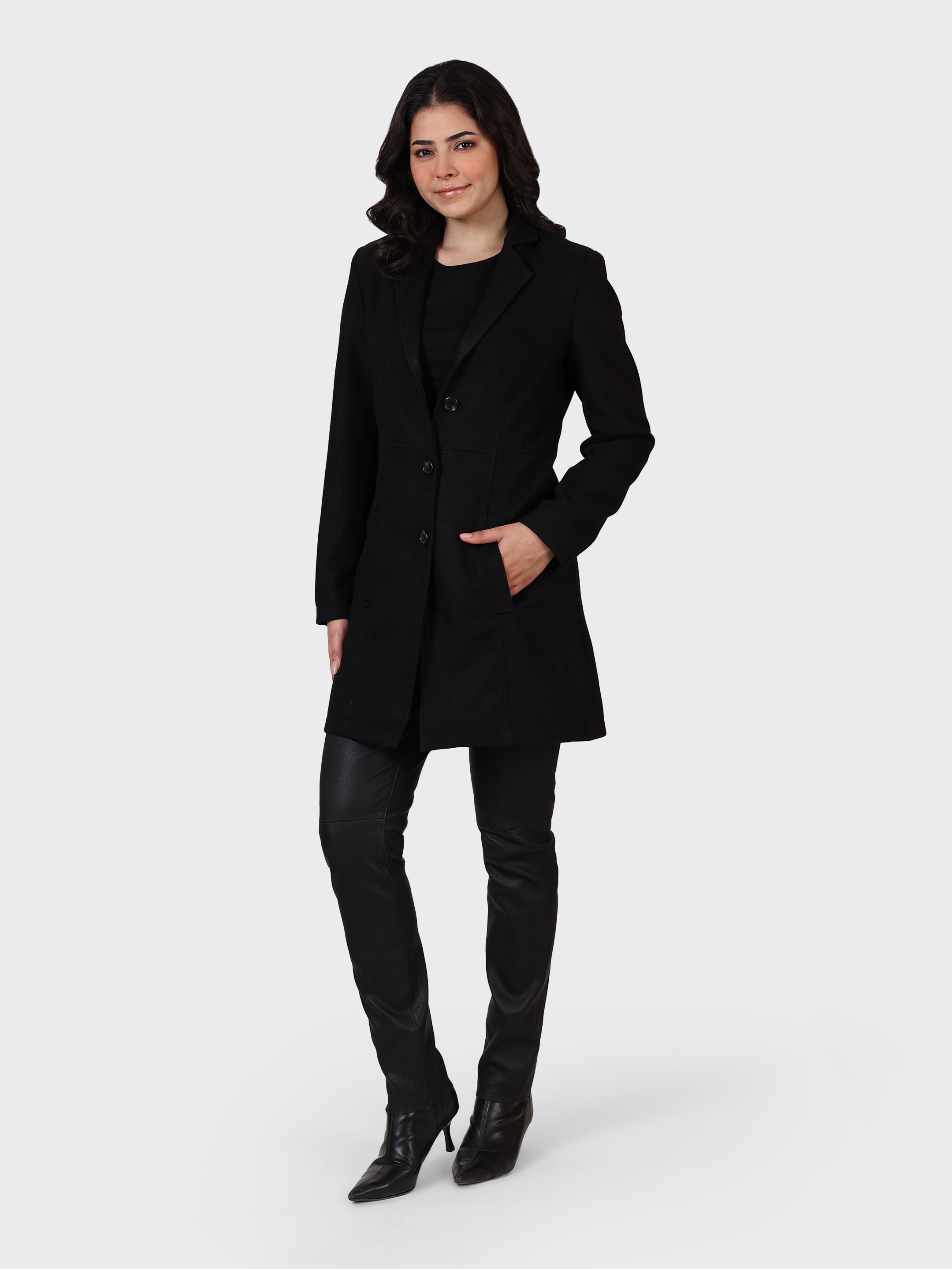 LADIES WOOLLEN JACKET-BLACK
