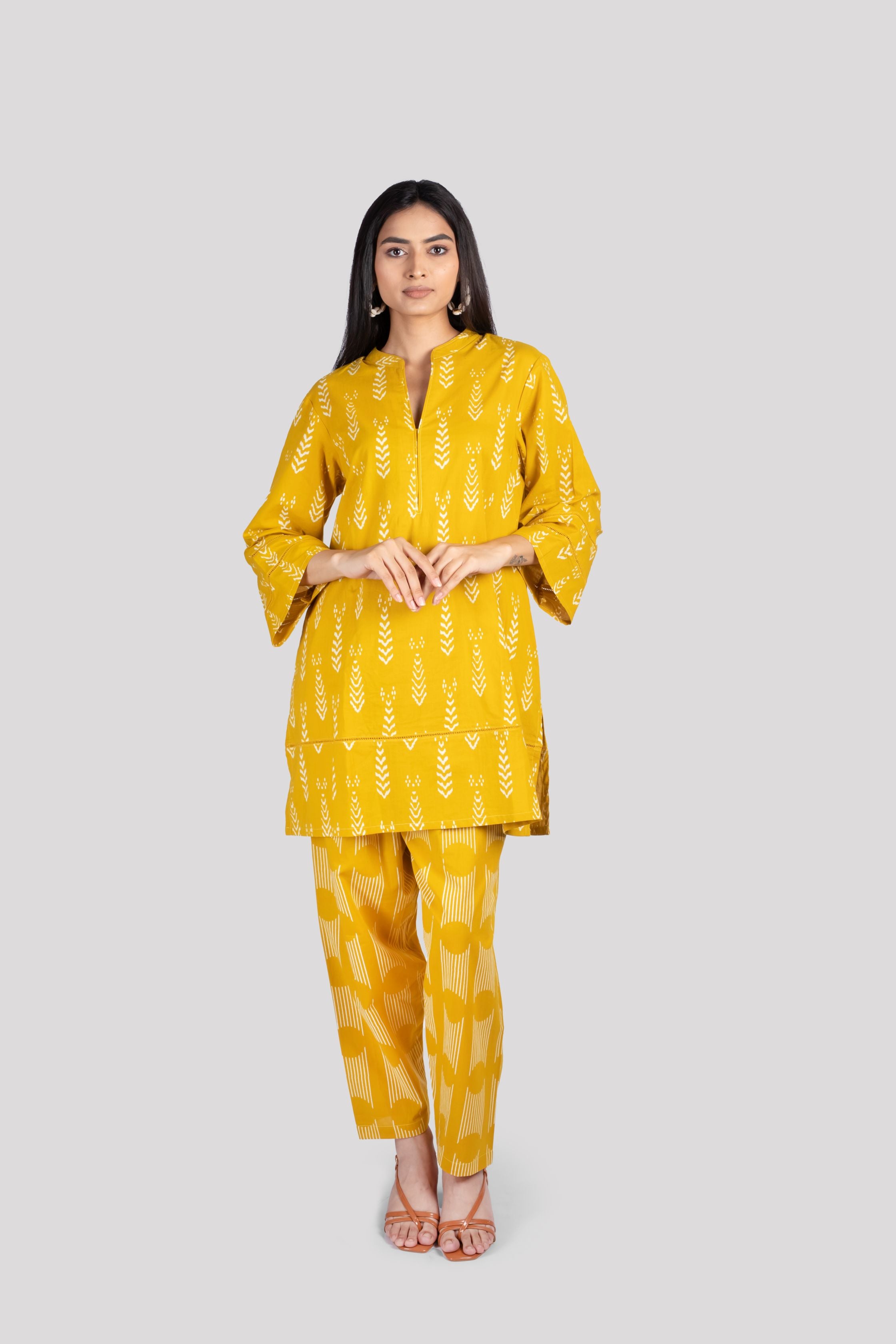 WOMEN COTTON CO ORD SET LACE ON SLEEVES & HEM WITH COMFORT SALWAR