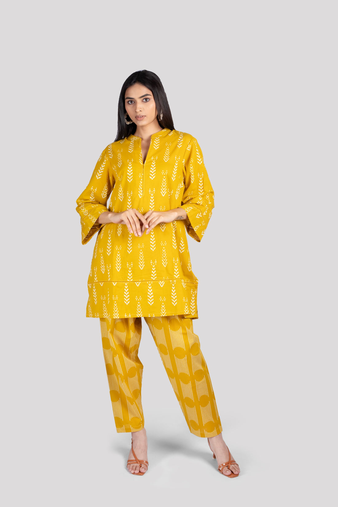 WOMEN COTTON CO ORD SET LACE ON SLEEVES & HEM WITH COMFORT SALWAR