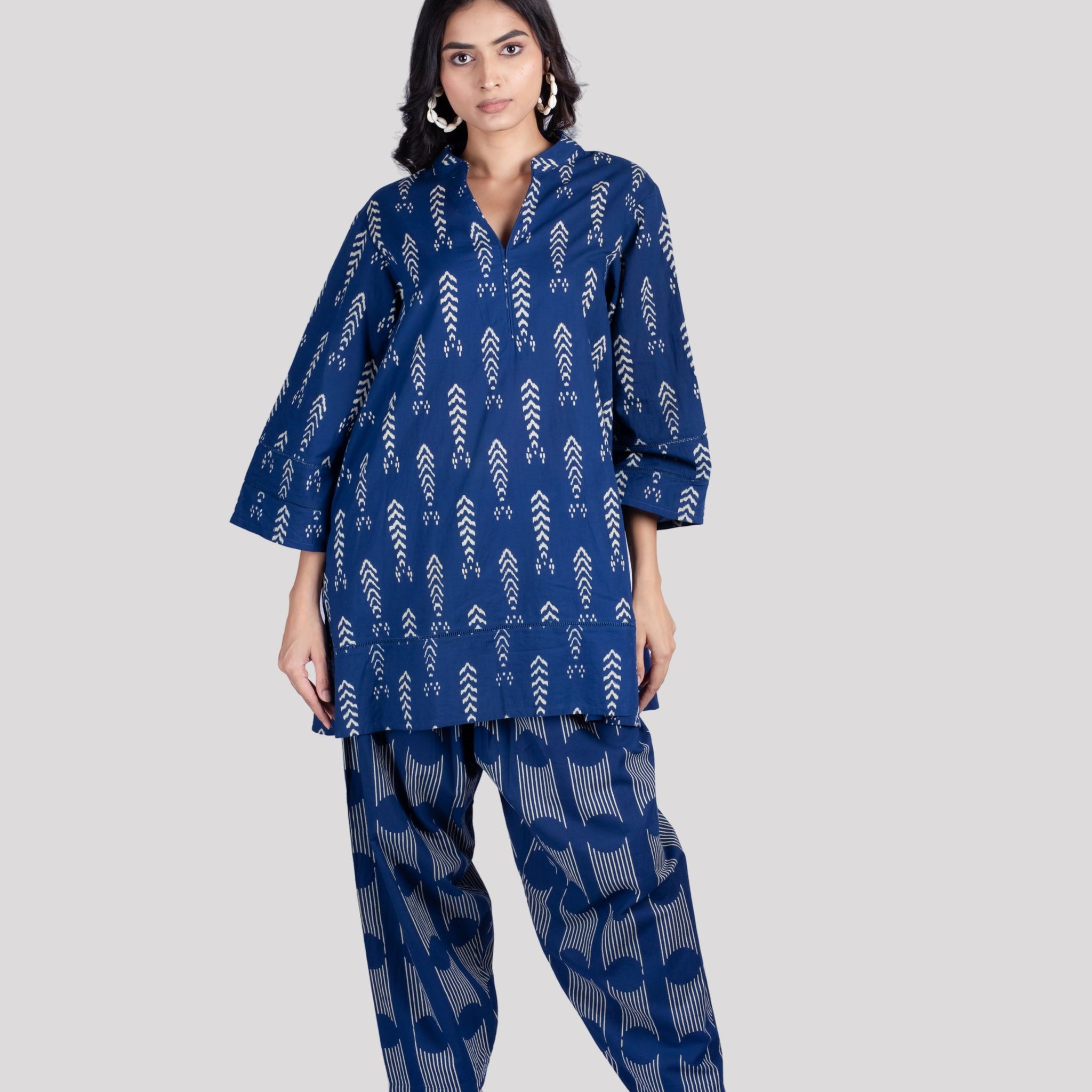 WOMEN COTTON CO ORD SET LACE ON SLEEVES & HEM WITH COMFORT SALWAR