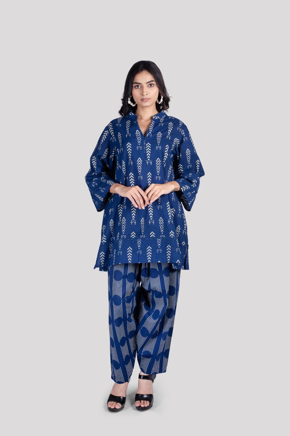 WOMEN COTTON CO ORD SET LACE ON SLEEVES & HEM WITH COMFORT SALWAR