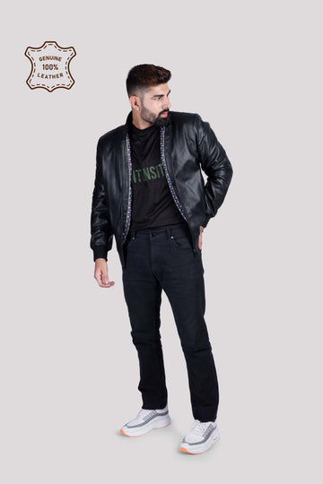 MENS BOMBER LEATHER JACKET