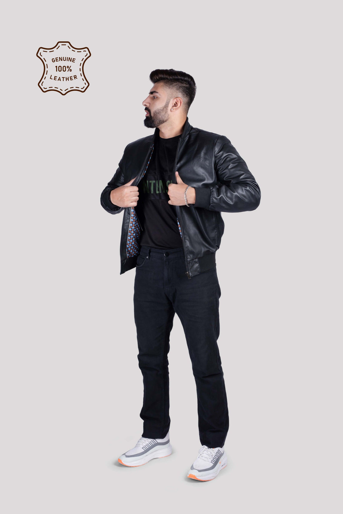 MENS BOMBER LEATHER JACKET