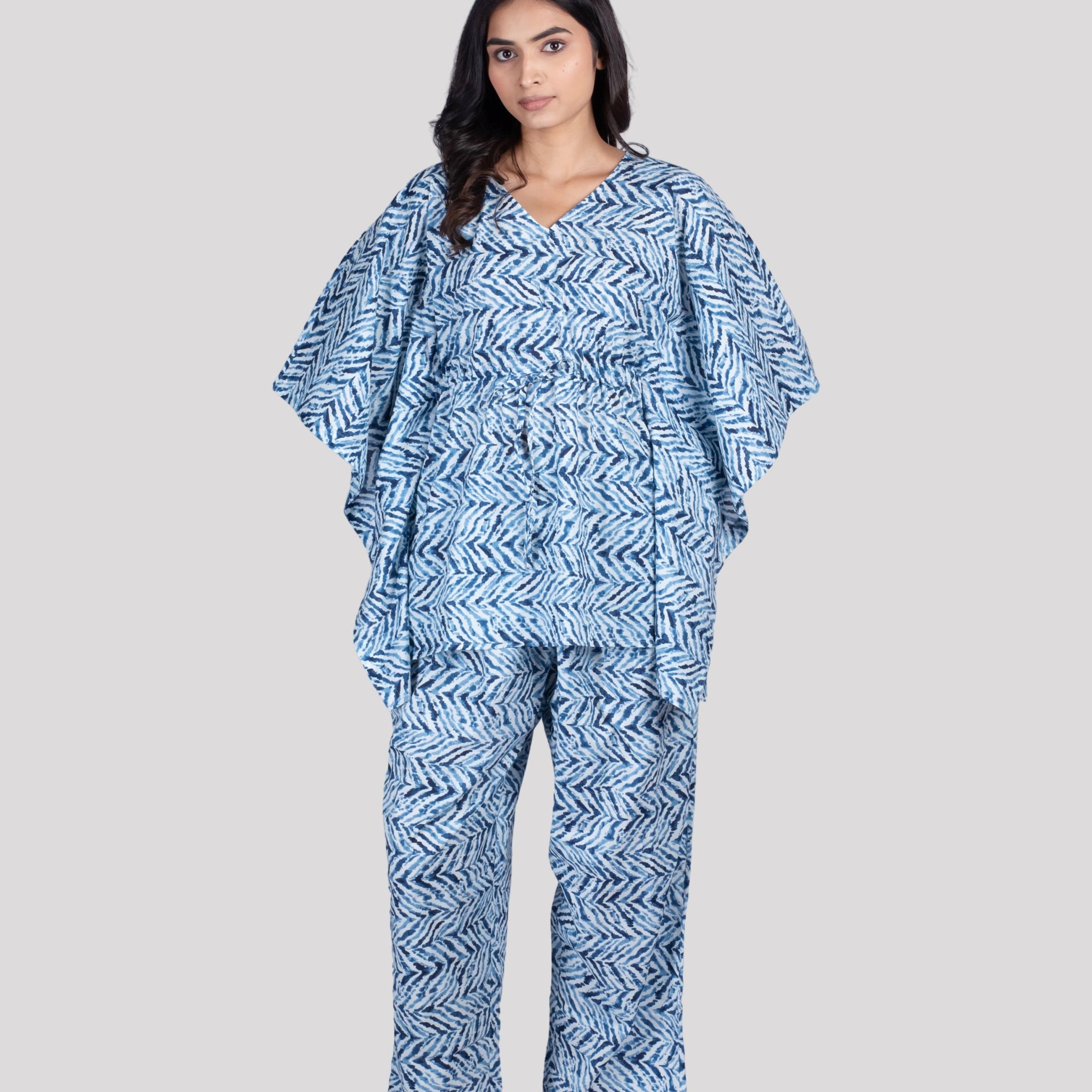 WOMEN SOFT COTTON SHORT KAFTAN NIGHT SUIT SET