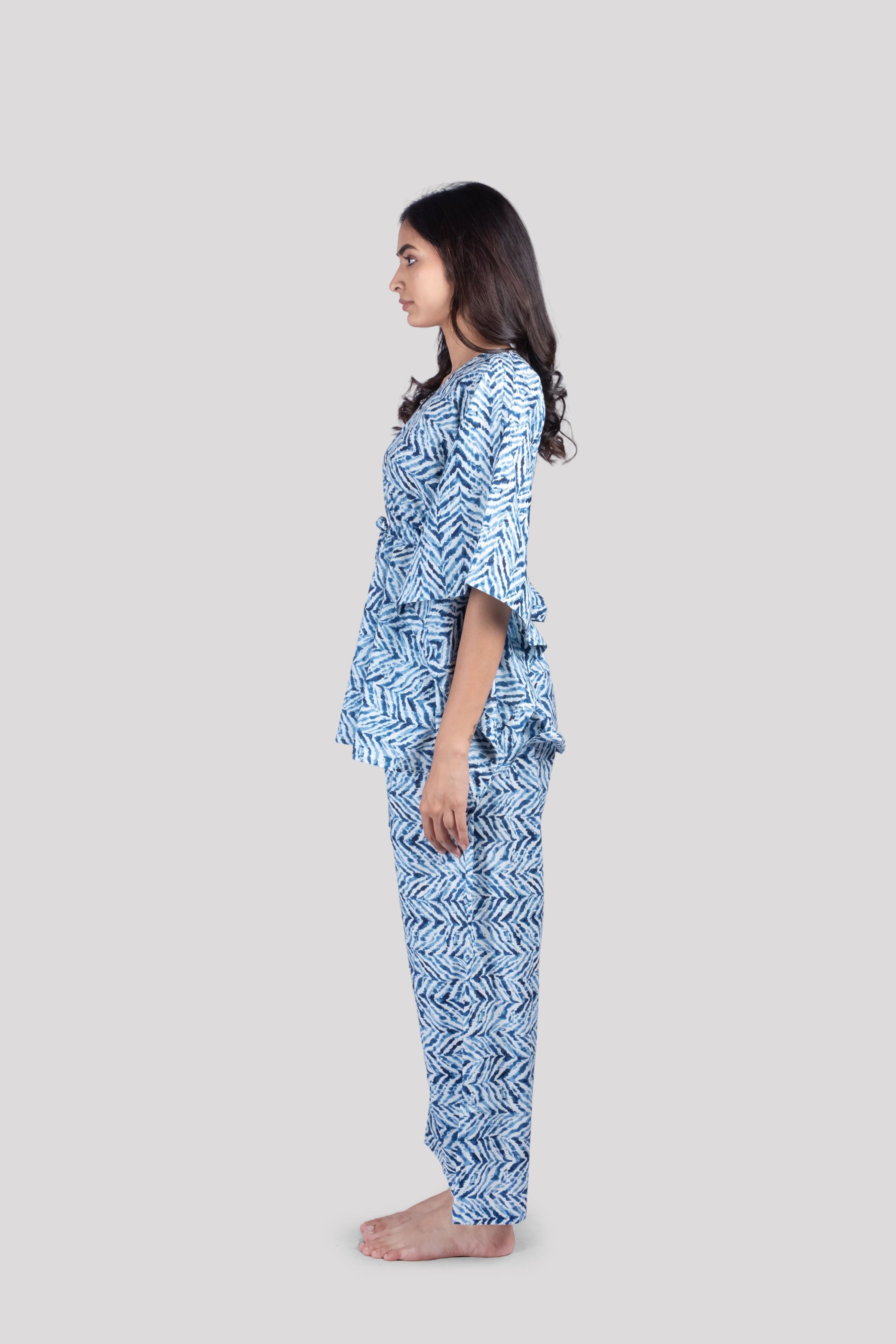 short kaftan night dress Buy Nighty Online | Blue Kaftan Style Short Nighty With Lace Trim By Estonished | EST-SSW611