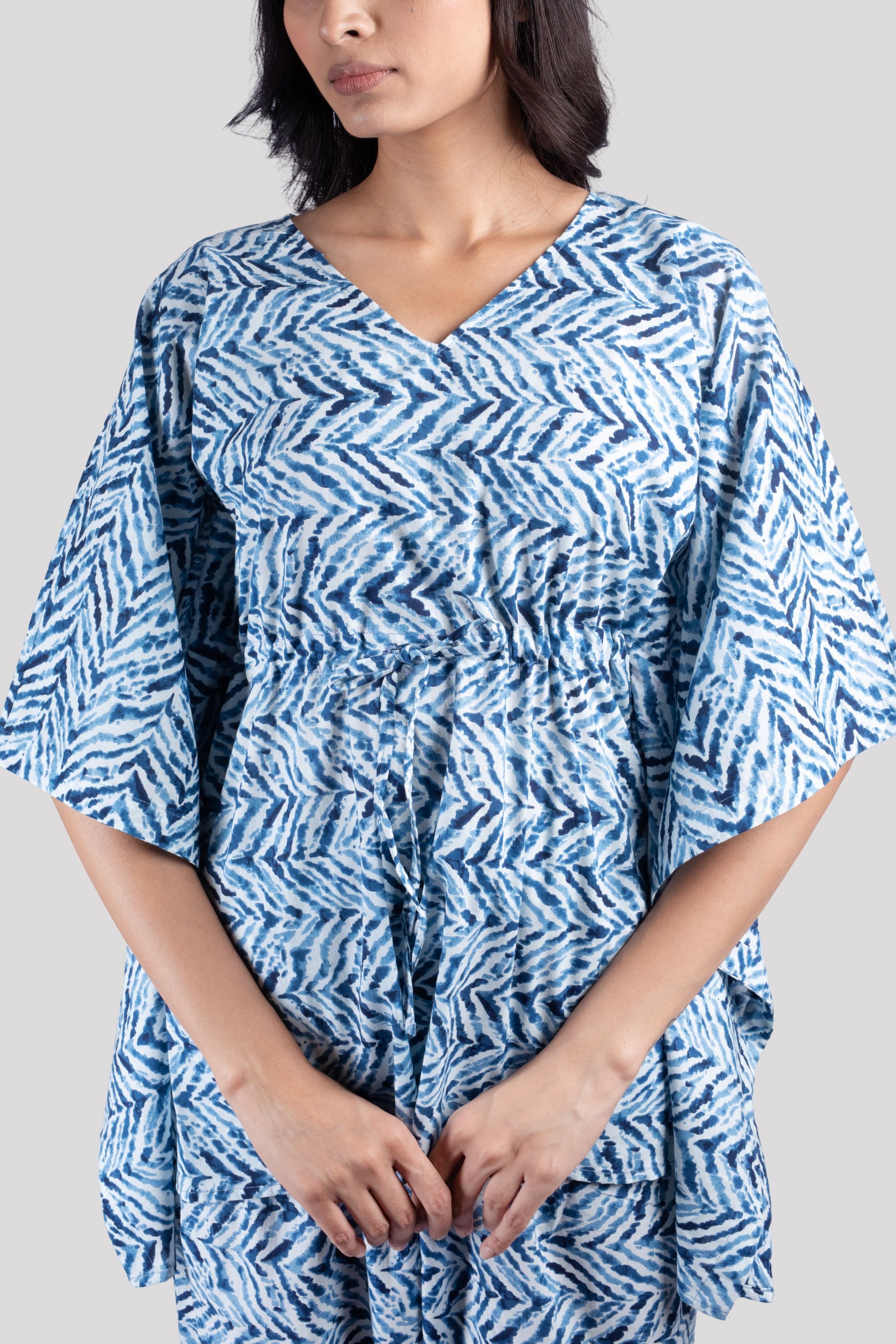 WOMEN SOFT COTTON SHORT KAFTAN NIGHT SUIT SET  hueandhide