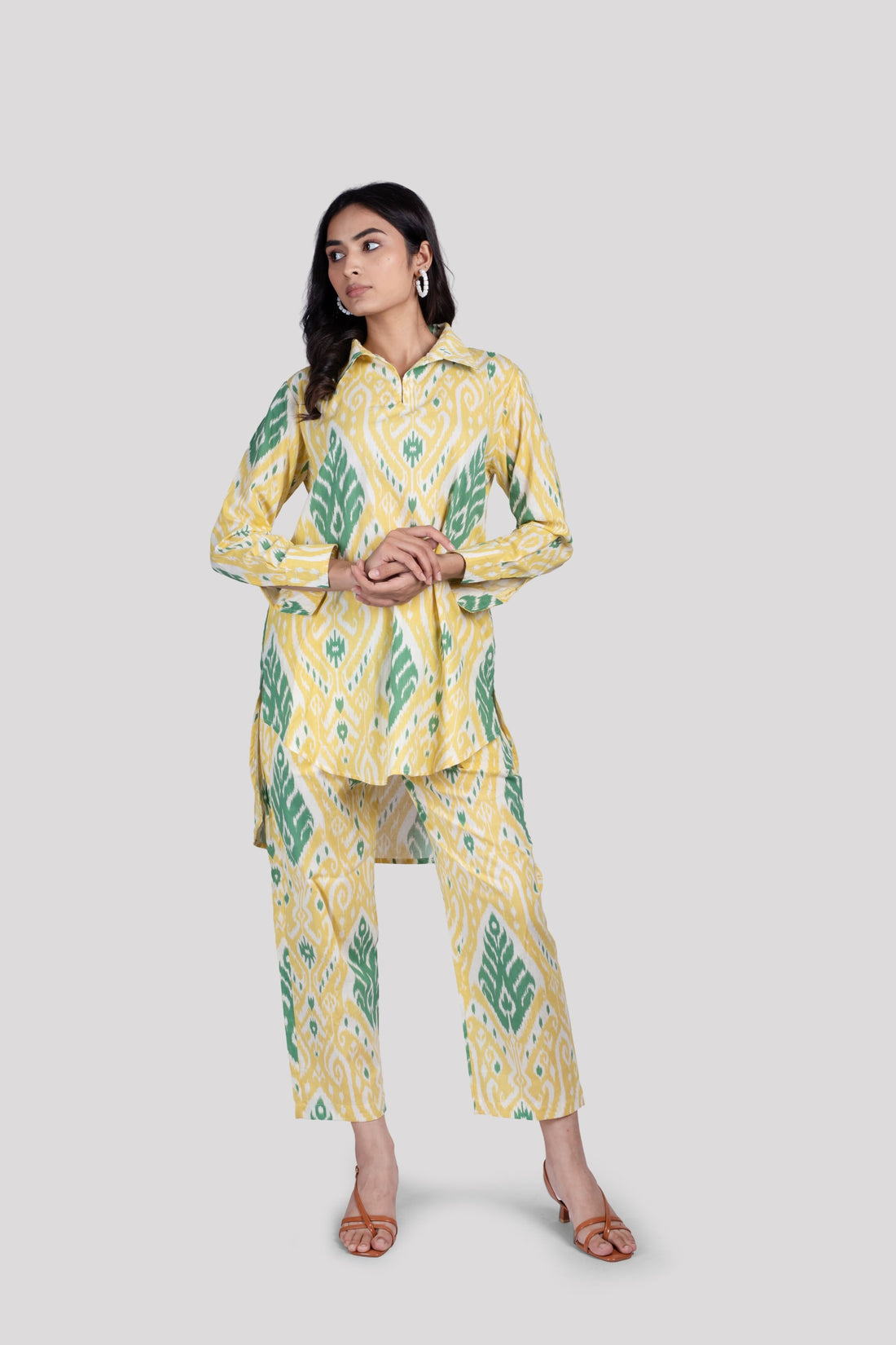 WOMEN SOFT COTTON CO ORD SET IKAT PRINT