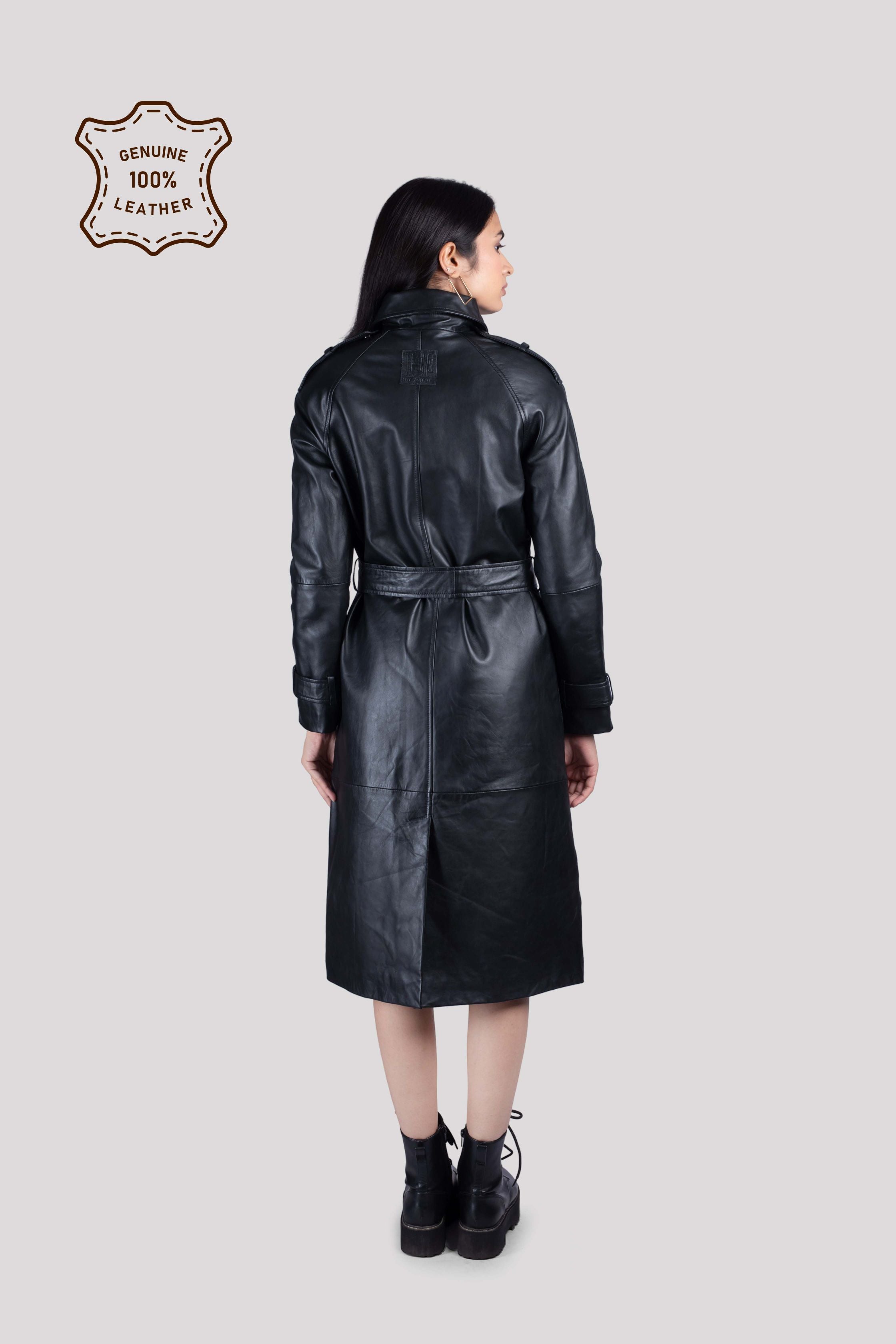 LADIES LEATHER LONG COAT