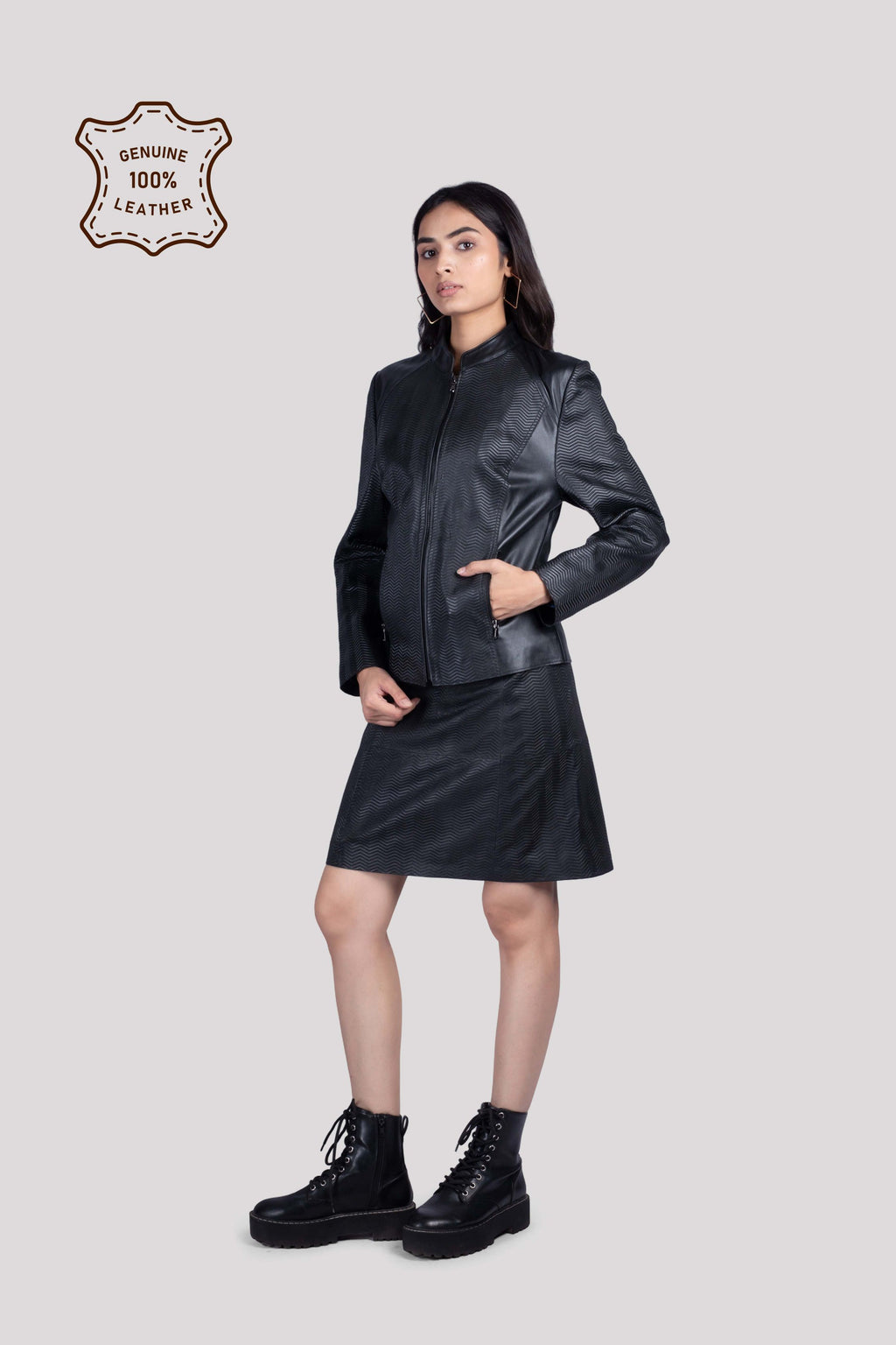 LADIES LEATHER JACKET WITH PRINT ON LEATHER