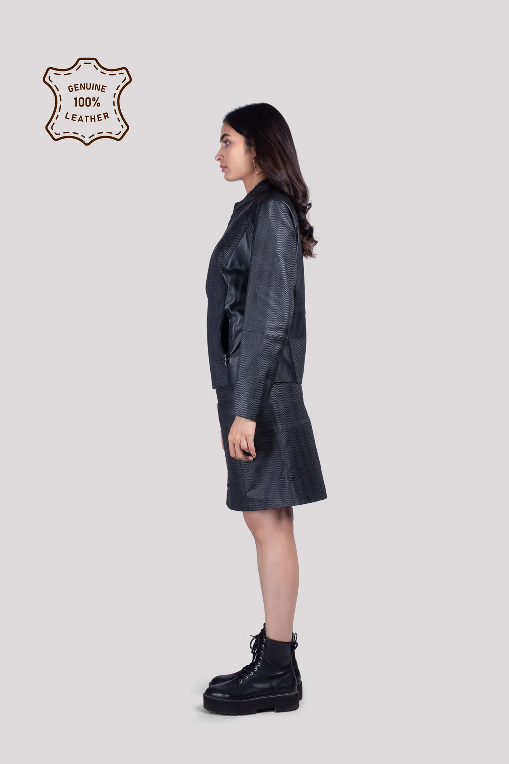 LADIES LEATHER JACKET WITH PRINT ON LEATHER
