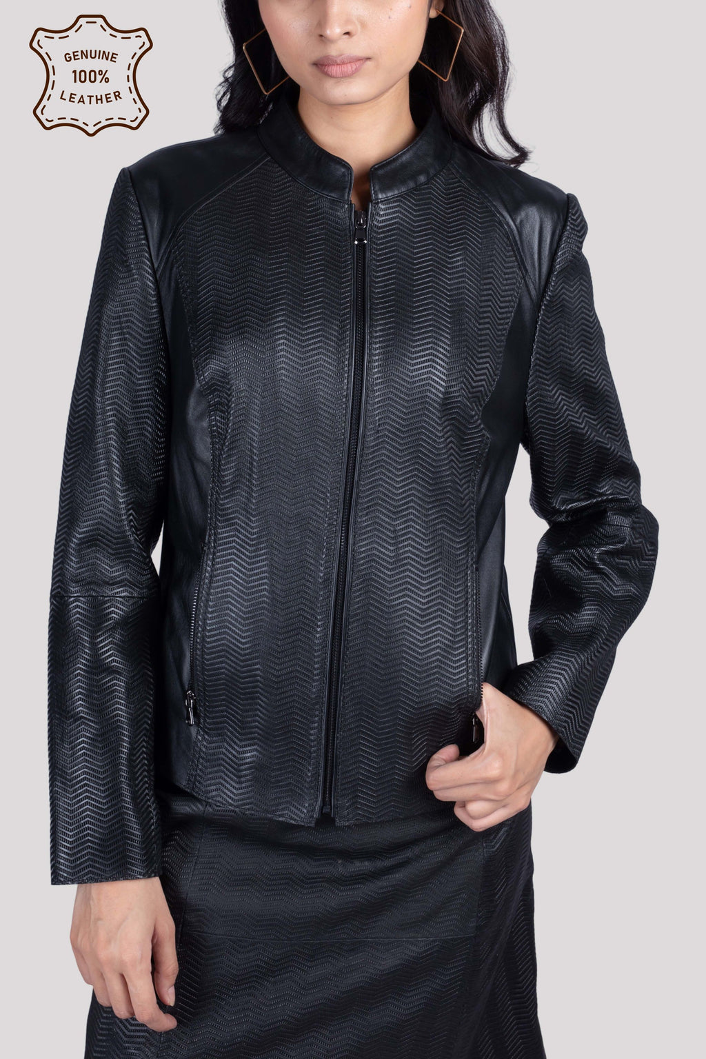 LADIES LEATHER JACKET WITH PRINT ON LEATHER