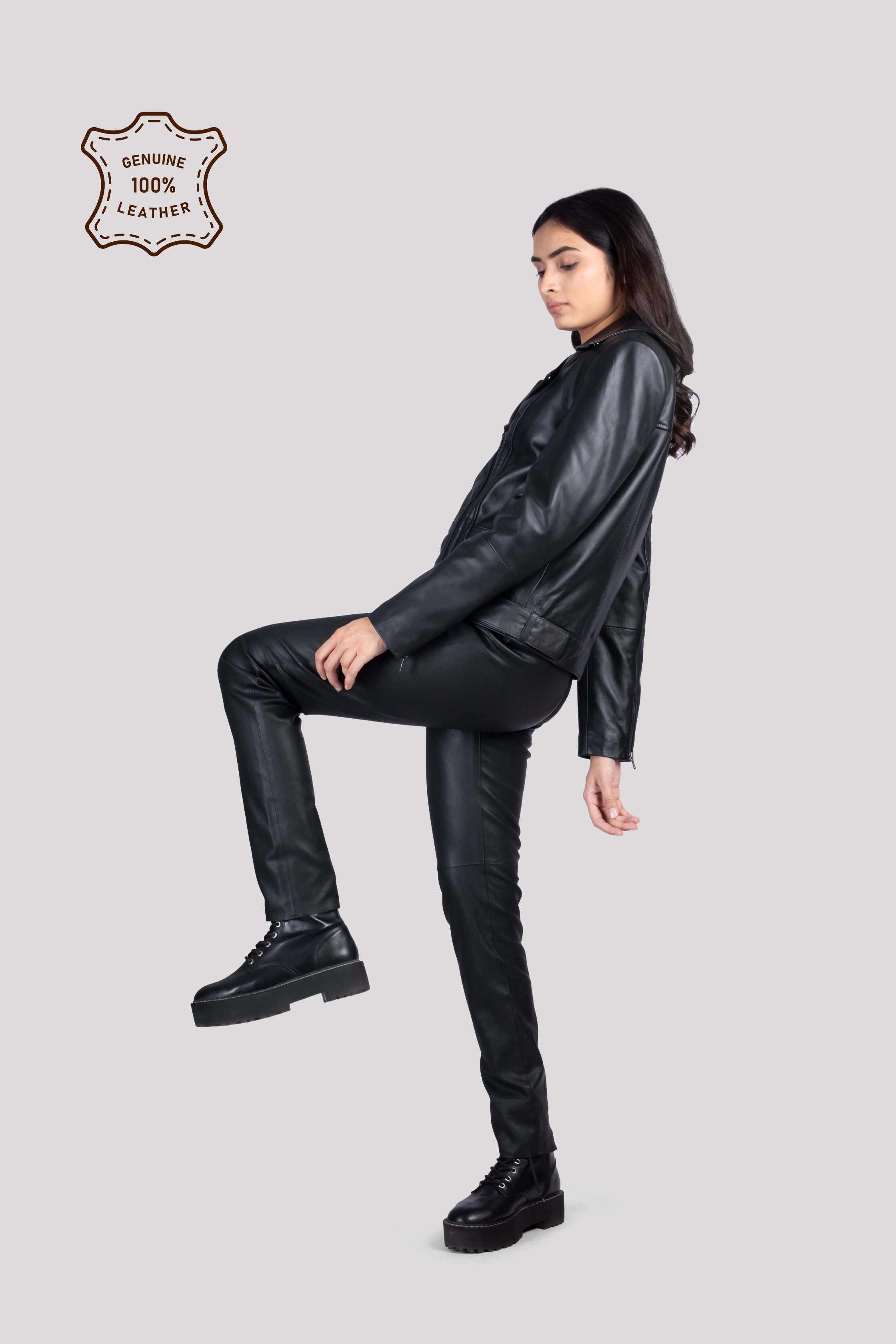 LADIES JEANS IN REAL STRETCH LEATHER