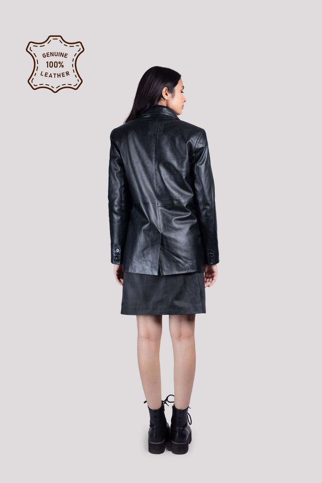 LADIES LEATHER DOUBLE BREASTED BLAZER