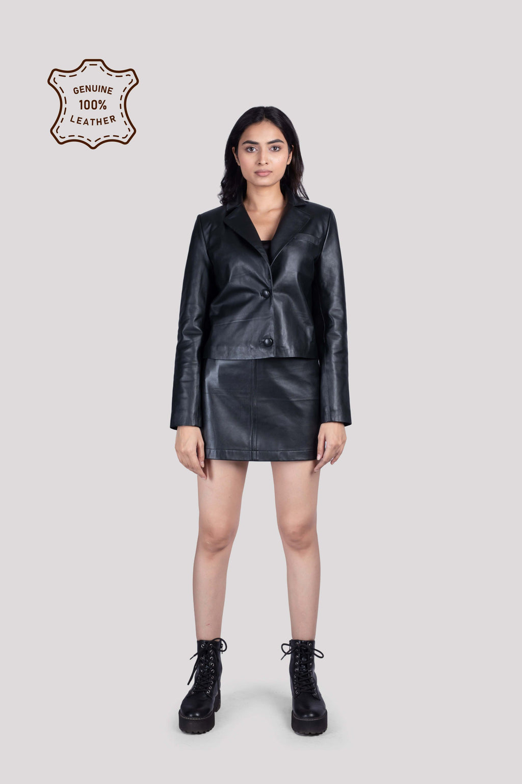 LADIES LEATHER SHORT BLAZER
