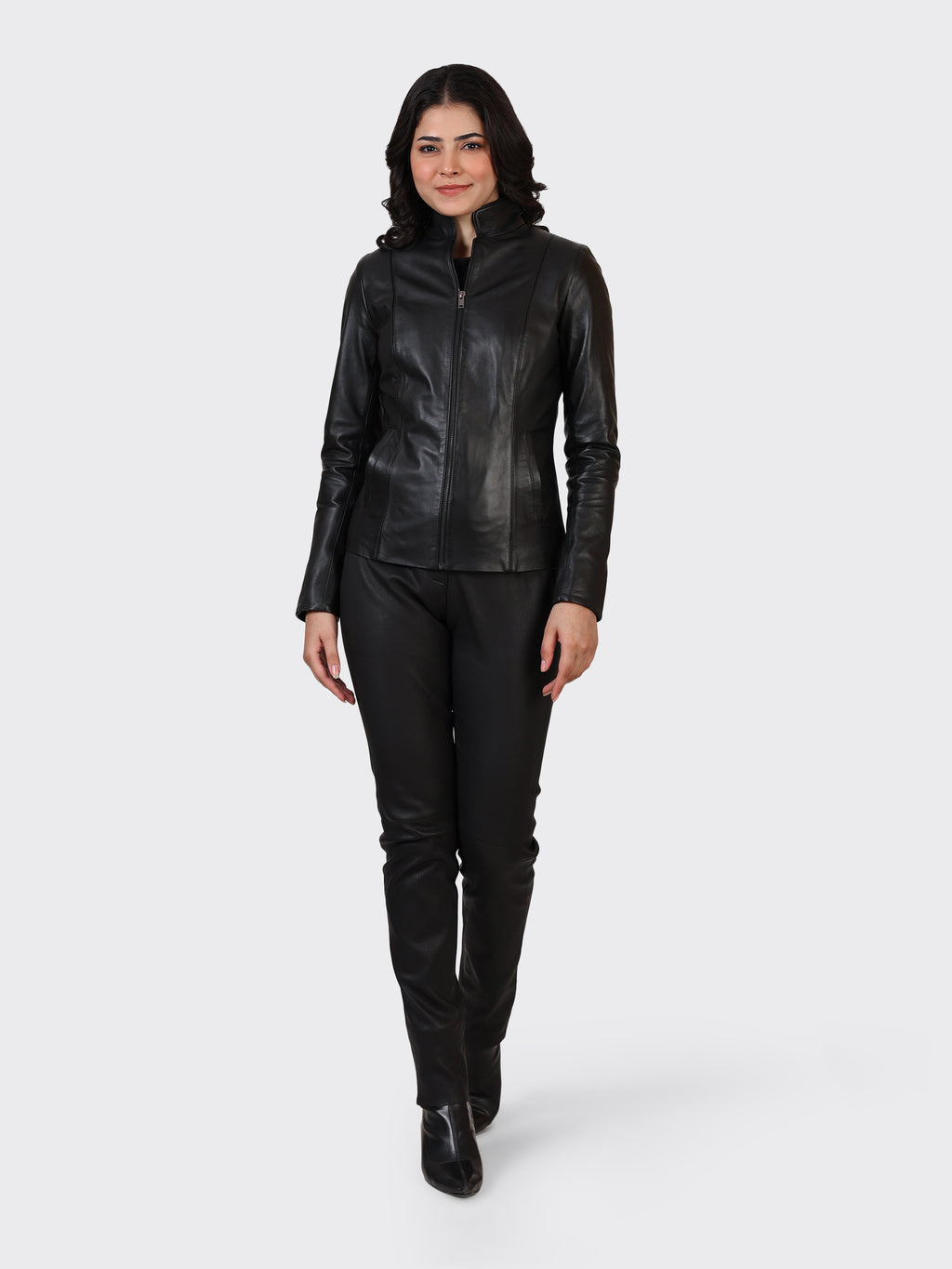 LADIES LEATHER JACKET-BLACK