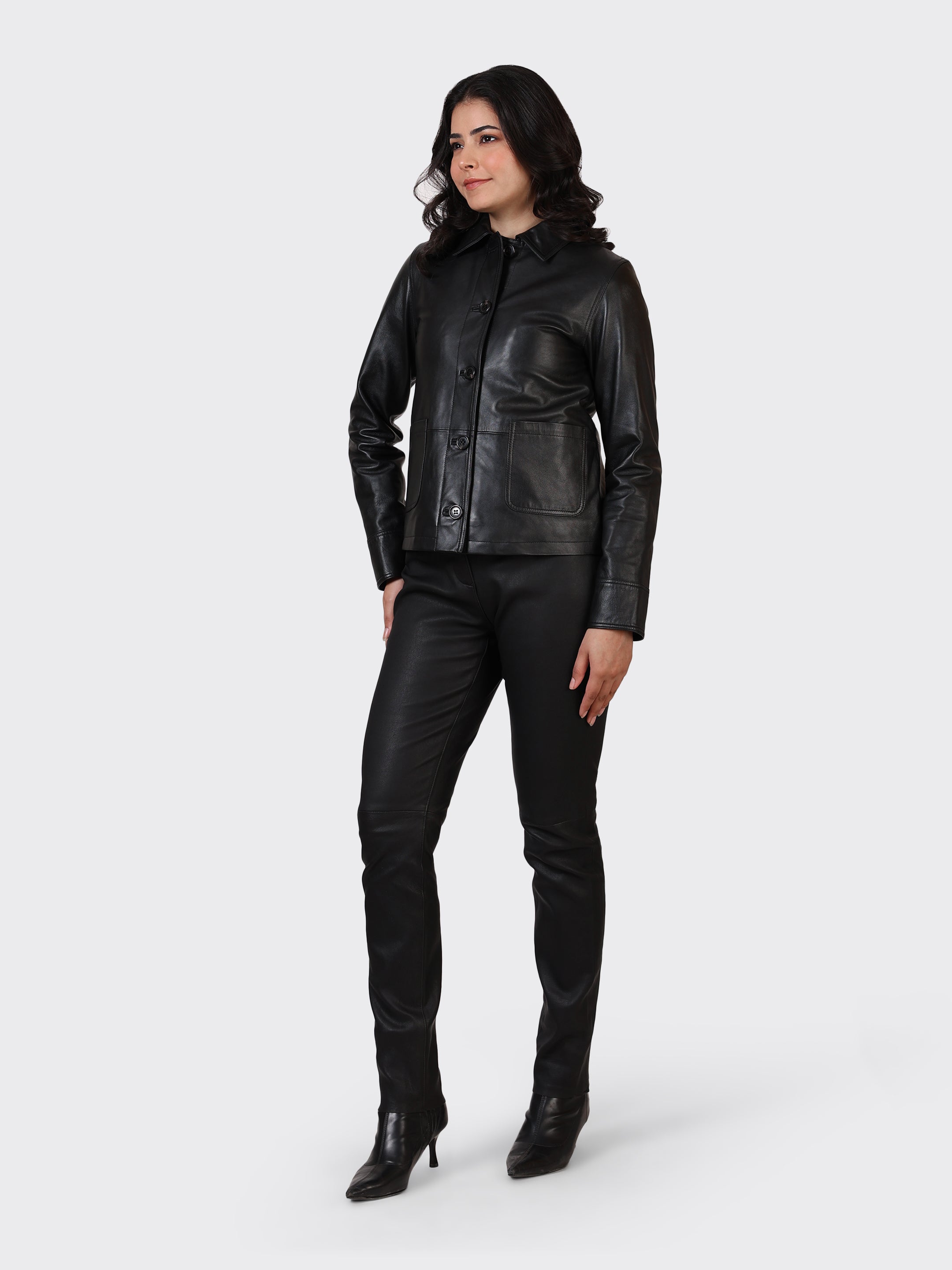 LADIES LEATHER JACKET-BLACK