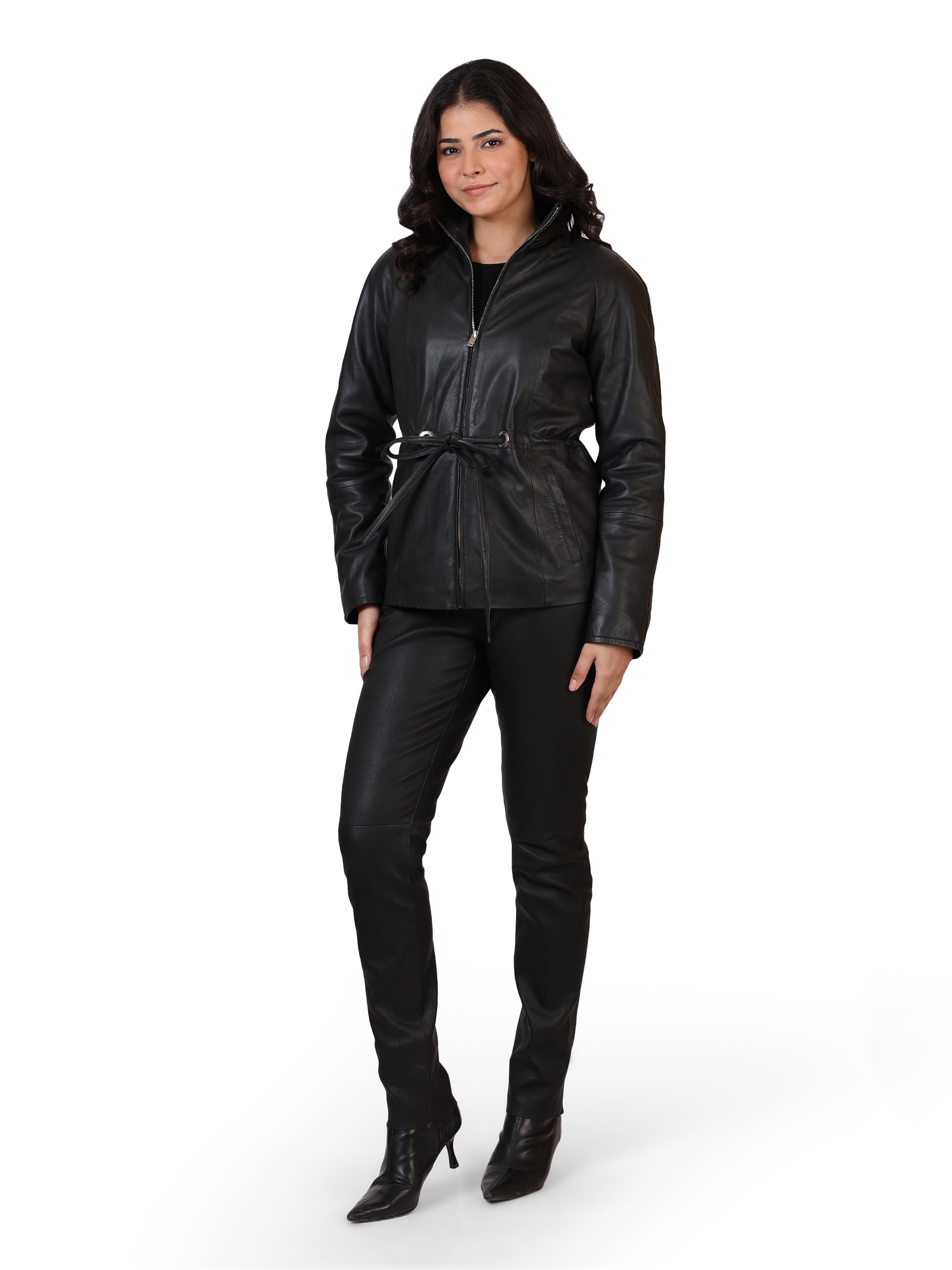 LADIES LEATHER JACKET-BLACK