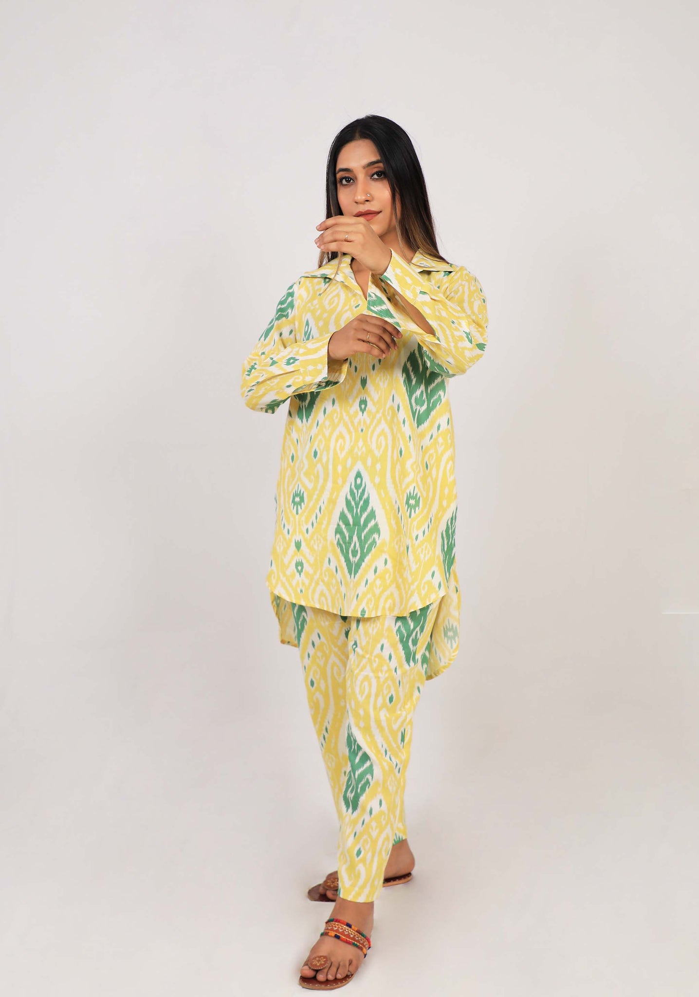 WOMEN SOFT COTTON CO ORD SET IKAT PRINT