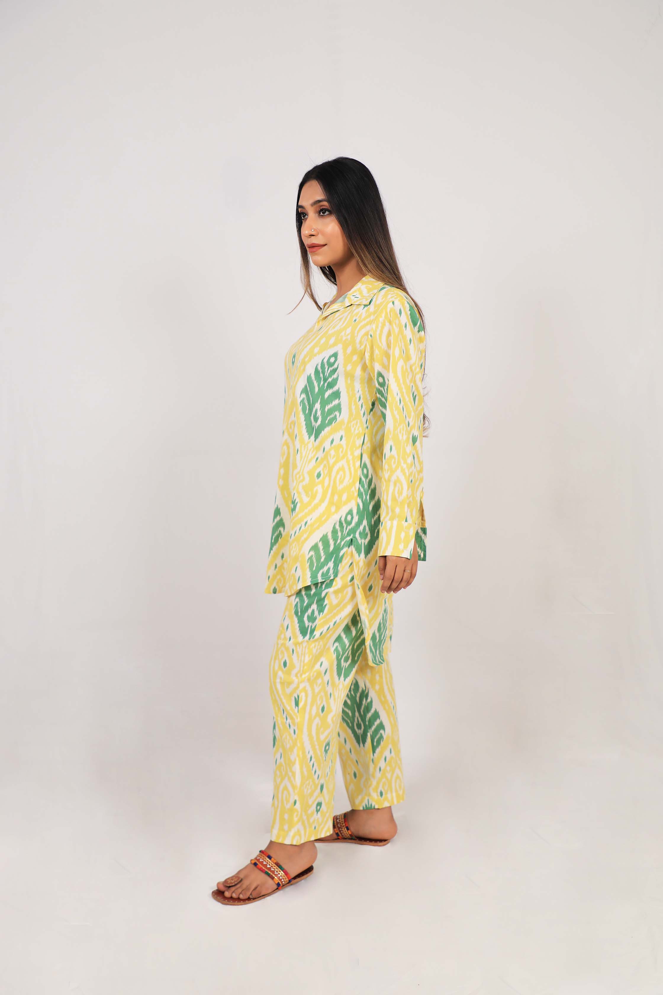 WOMEN SOFT COTTON CO ORD SET IKAT PRINT