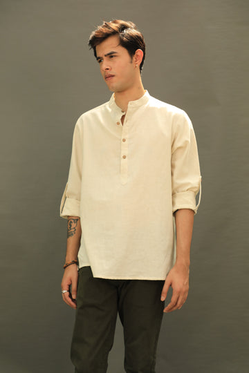 COTTON FLEX SUMMER SHORT KURTA WITH FOLDED SLEEVES