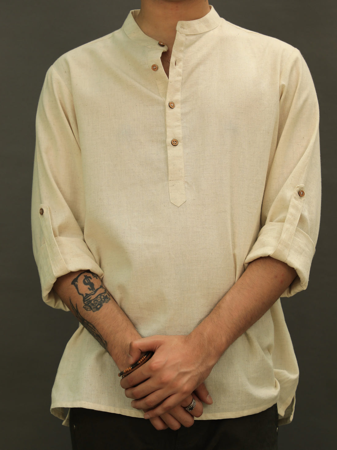 COTTON FLEX SUMMER SHORT KURTA WITH FOLDED SLEEVES