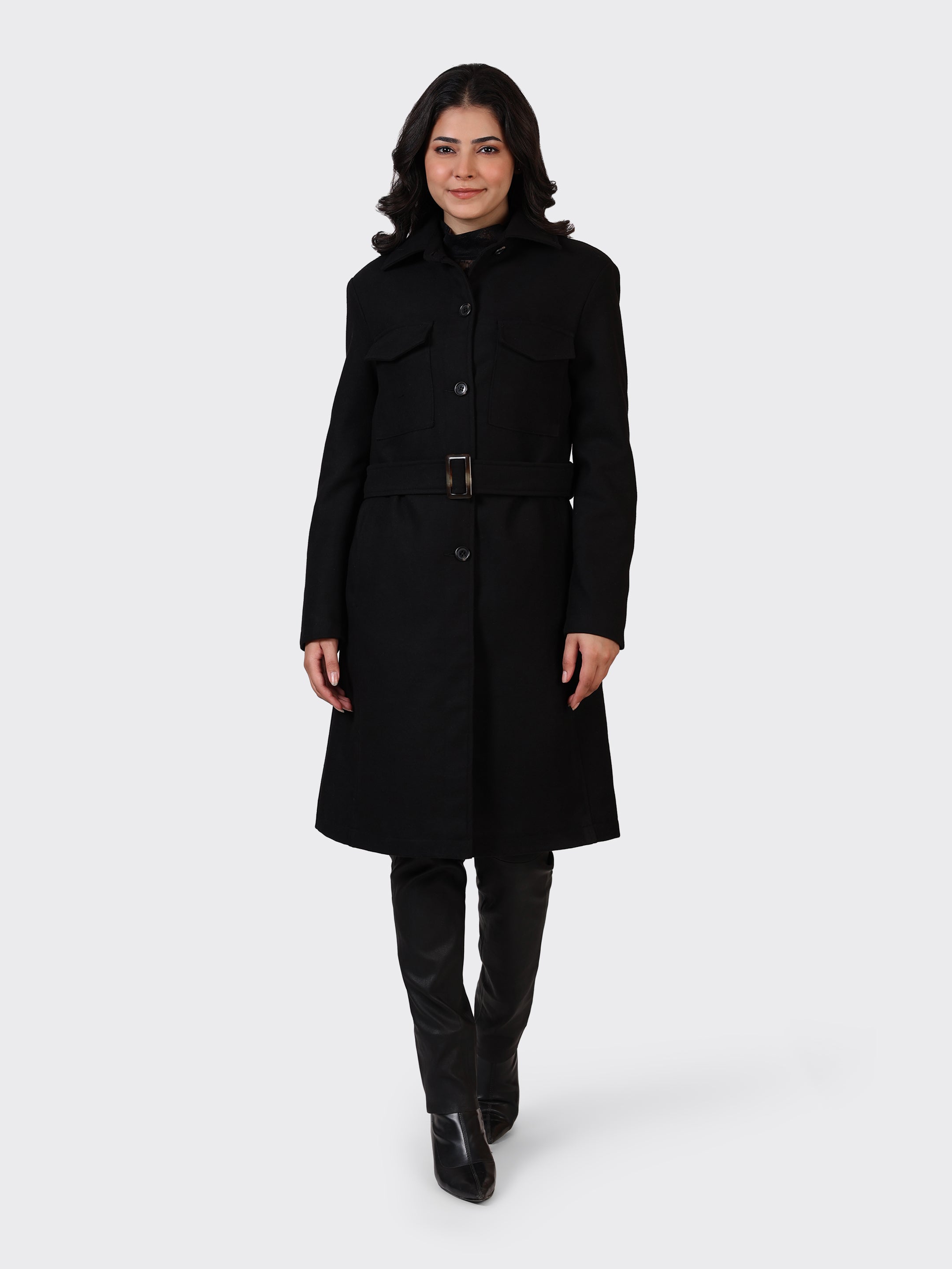 LADIES WOOLLEN JACKET-BLACK