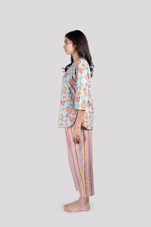 WOMEN SOFT COTTON FLORAL PRINT NIGHT SUIT SET