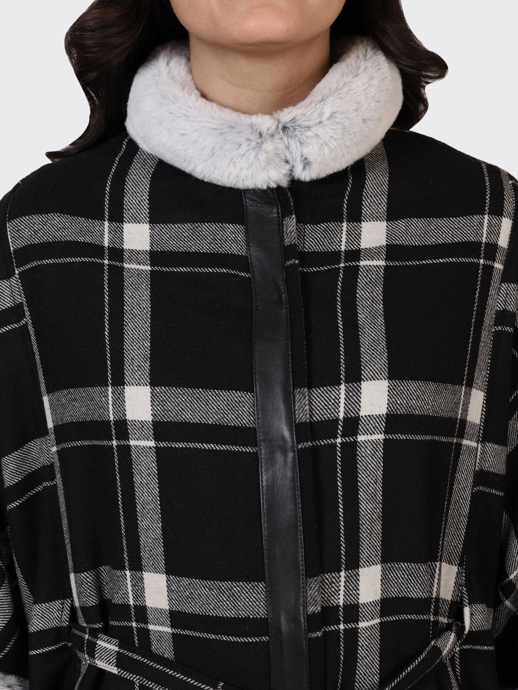 LADIES CAPE WOOLLEN JACKET-CHECK